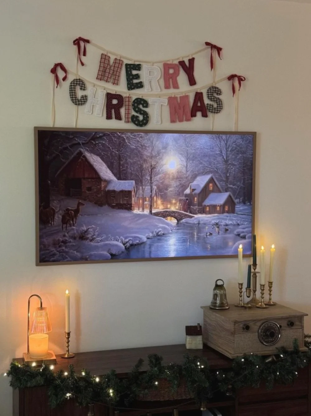 Handmade 'Merry Christmas' Fabric Banner - Red, Green, White